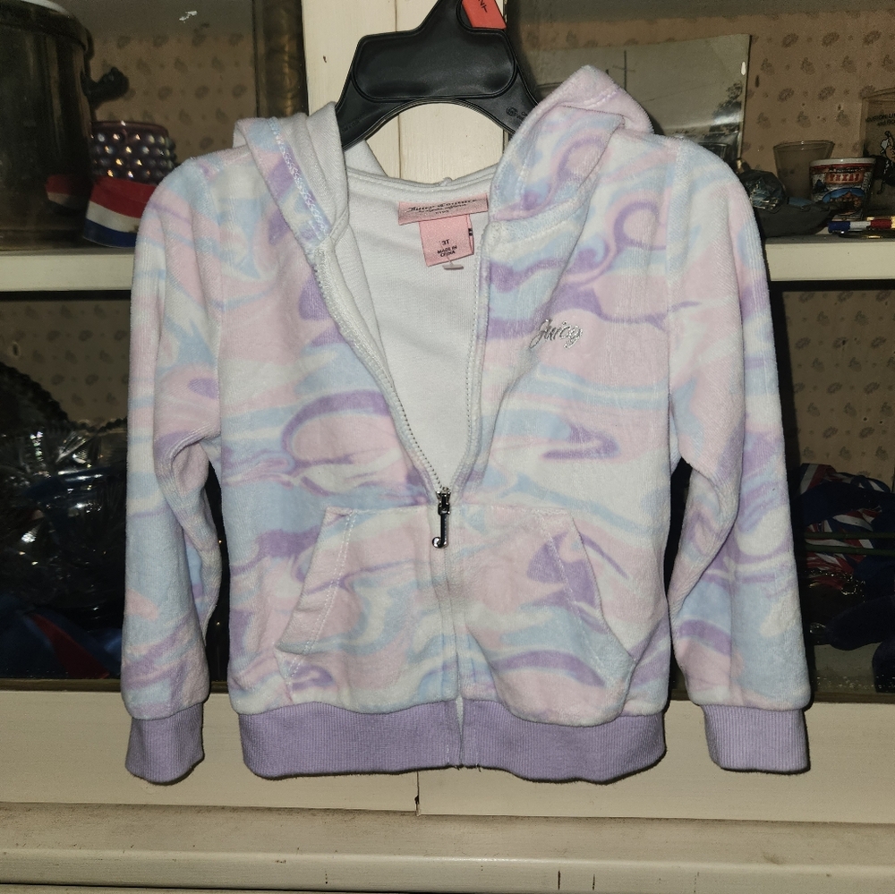 Juicy Couture Pink and Blue Tie-Dye Hoodie